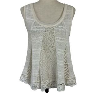 Anthropologie x Meadow Rue | Women's White & Cream Lace Knit Tank Top Size M
